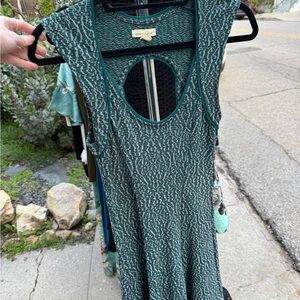 Silence + Noise Teal Patterned Dress